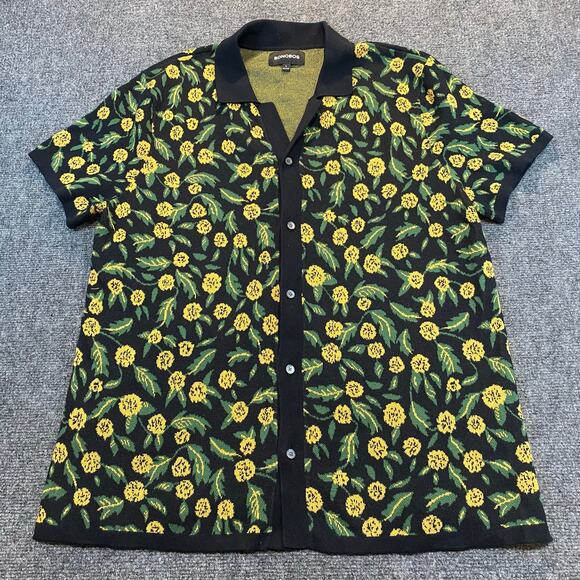 Bonobos Other - Bonobos Riviera Men L Short Sleeve Cotton Knit Button Down Shirt Black Floral